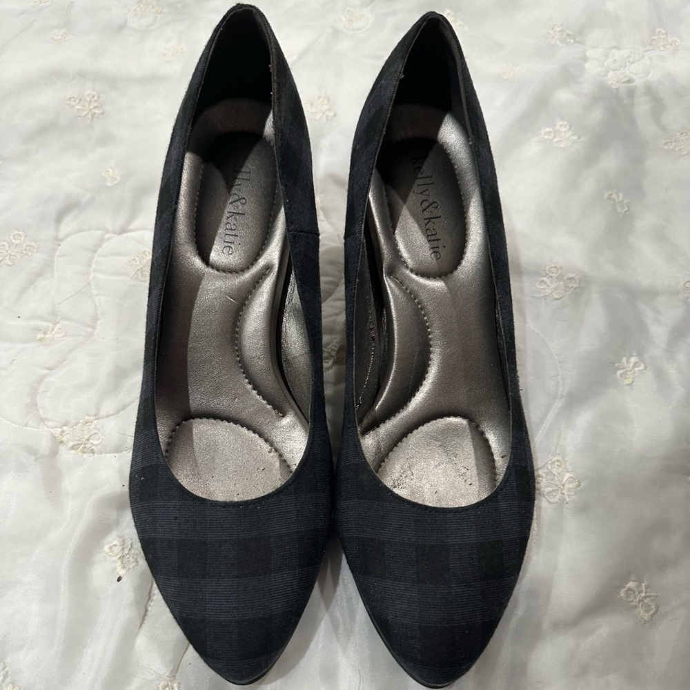 Really cute black and blue checked heels. In great shape. Rarely worn